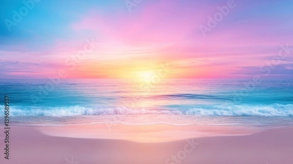 Obraz Pastel Sunset Over Serene Ocean Beach