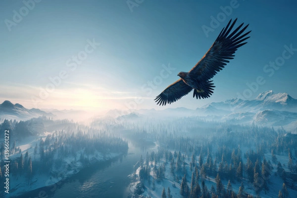 Obraz Eagle soaring in the sky 