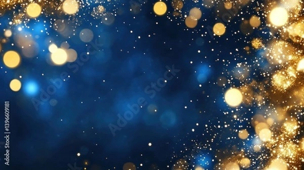 Obraz Blue and Gold Festive Sparkle Background