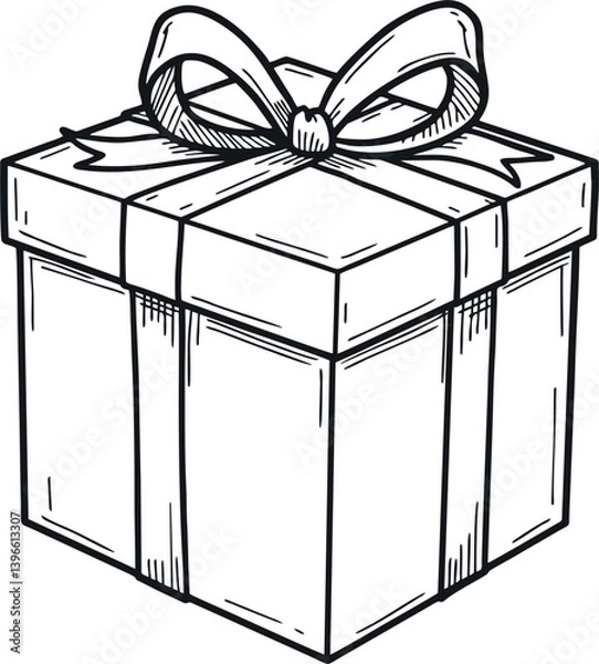 Obraz hand draw box gift vector design mono color