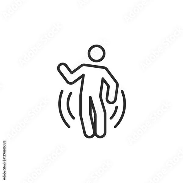 Fototapeta Person with Cerebral Palsy icon. Simple line design representing injury recovery, mobility aid, and medical support. Vector illustration