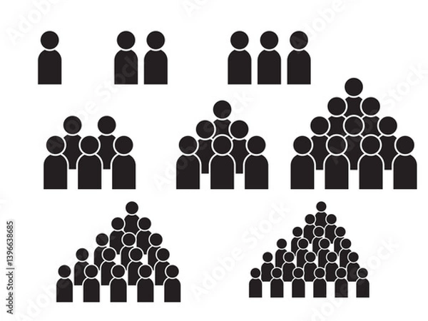 Obraz モノクロの人物アイコン　たくさん　セット