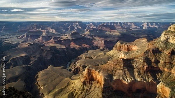 Fototapeta Grand Canyon High - View of mountain rock with cloudy skies
