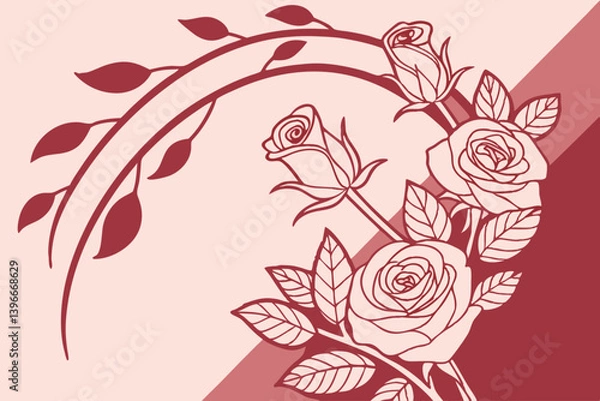 Obraz Elegant Floral Frame with Rose Accents and Gradient Border for Wedding Cards


