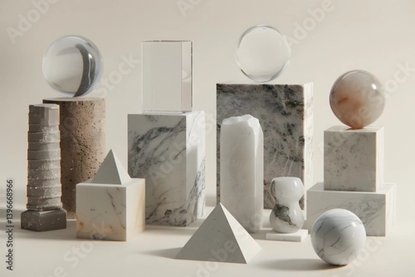 Fototapeta Elevated Geometry: A Minimalist Still Life of Forms and Textures