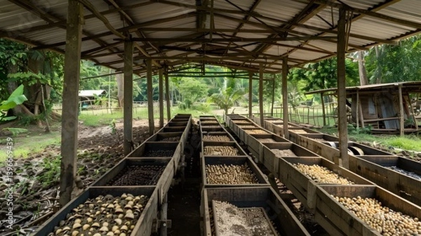 Fototapeta Farm to Table: Agricultural Drying Process in a Rustic Setting