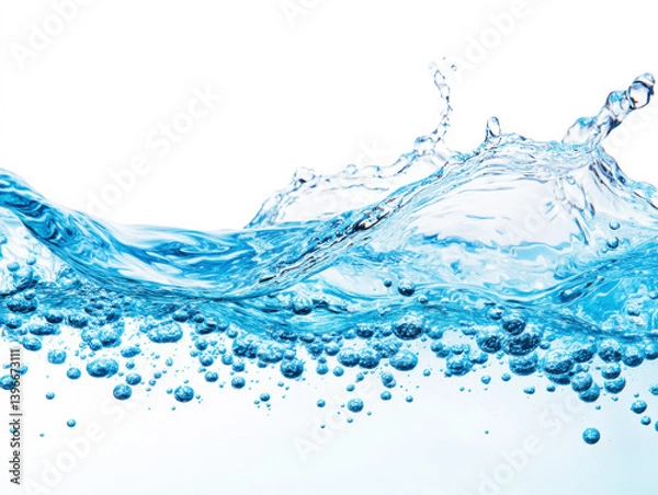 Obraz Water splashes and bubbles create a vibrant aquatic effect