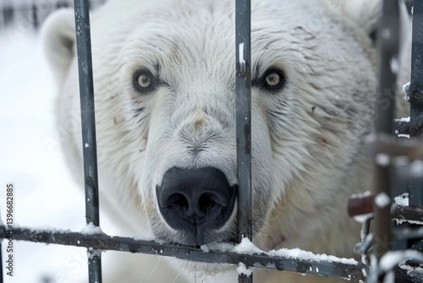 Fototapeta Animal in a zoo - enclosed being, restricted movement, artificial surroundings, controlled area, limited space, captive existence, human supervision, displayed creature, public attraction.