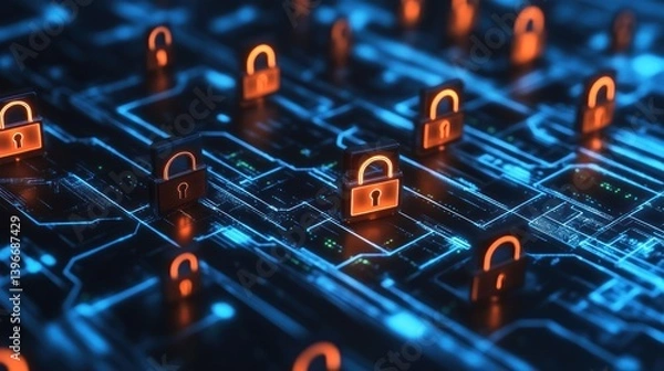 Fototapeta Cybersecurity, Network Security and Data Protection