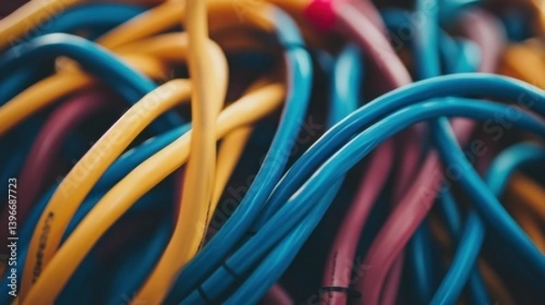 Fototapeta Kabel vor abstraktem technischem Hintergrund