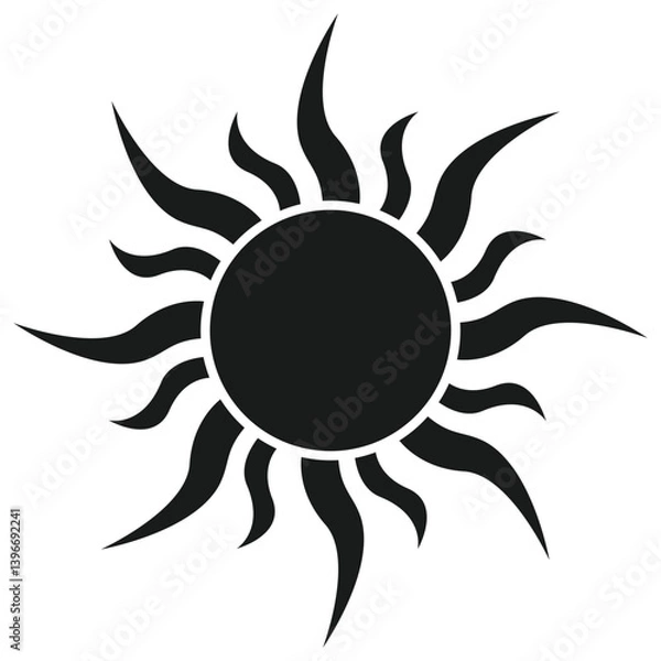Fototapeta Summer sun icon isolated on white background.