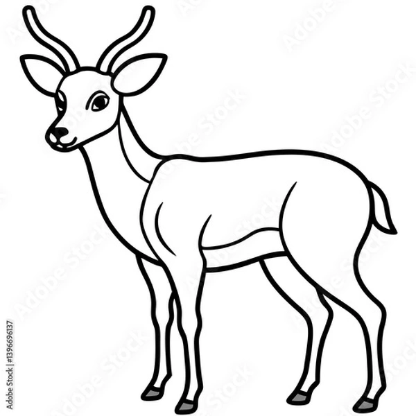 Fototapeta Minimalist line art illustration of a wild animal, perfect for modern decor, tattoo design, logos, or branding. This elegant black and white drawing features clean lines and abstract style, ideal for 