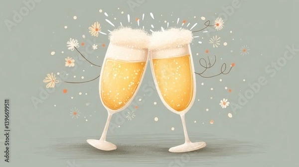 Fototapeta Cheers to friendship celebrating with sparkling drinks in a festive environment