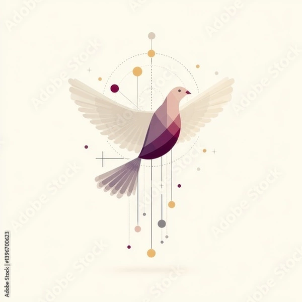 Fototapeta Abstract bird illustration colorful minimalism in design studio