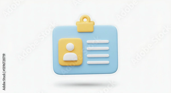 Fototapeta Stylized 3D Rendering of Identification Card Badge on a Clean Background