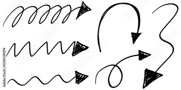 Obraz Hand-Drawn Arrow Doodles Vector Illustration