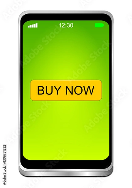 Obraz Smartphone with Buy now Button - 3D illustration