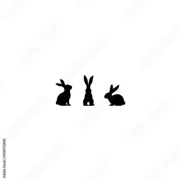 Obraz 
Funny rabbit black isolated silhouette on white background 