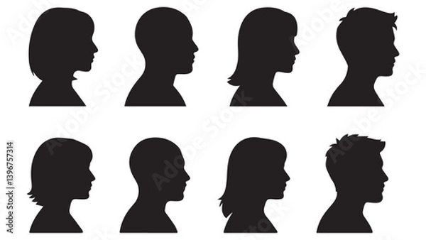 Fototapeta Vector silhouette of a woman's profile head icon