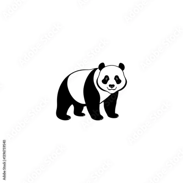 Obraz Panda silhouette vector isolated on white background. 