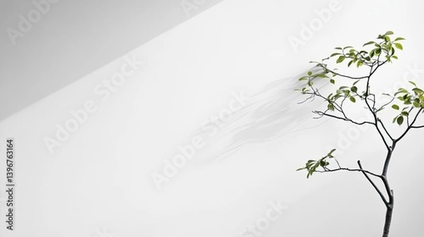 Fototapeta Breezy nature scene featuring a minimalist tree white background artistic photography indoor environment abstract concept