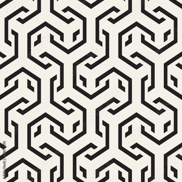 Fototapeta Vector Seamless Interlacing Lines Pattern. Repeating Geometric Background With Hexagonal Lattice.