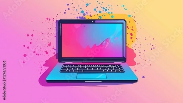 Fototapeta Colorful Laptop, Abstract Background (3)