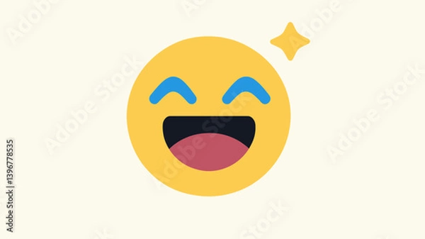 Fototapeta Happy and Excited Emoji Vector with Sparkling Star Eye Expression, Ideal for Communication and Social Media Designs