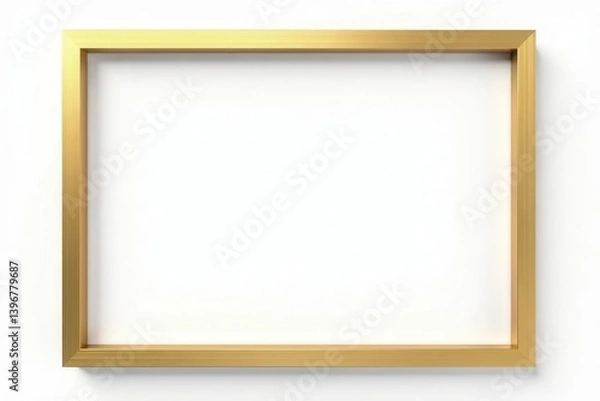 Obraz Thin gold square photo frame, isolated on white, border, shiny, metallic