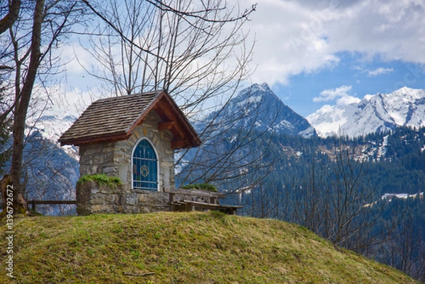 Obraz small chapel in the Alps, Austria, Bregenzerwald