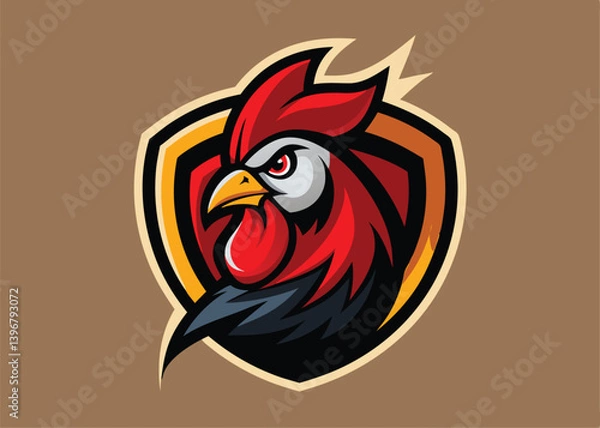 Fototapeta Roster or Chicken logo icon, Abstract Rooster minimalist logo, Icon, element vector cartoon illustration