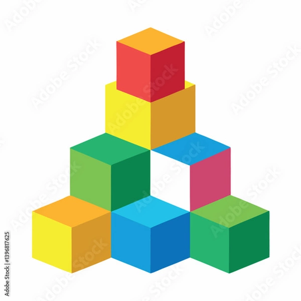 Fototapeta Set of-colorful-building-blocks-in-a-vector-style