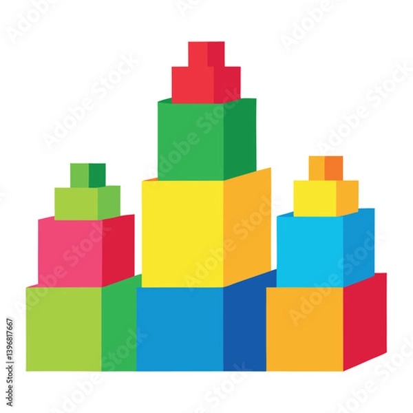 Fototapeta Set of-colorful-building-blocks-in-a-vector-style