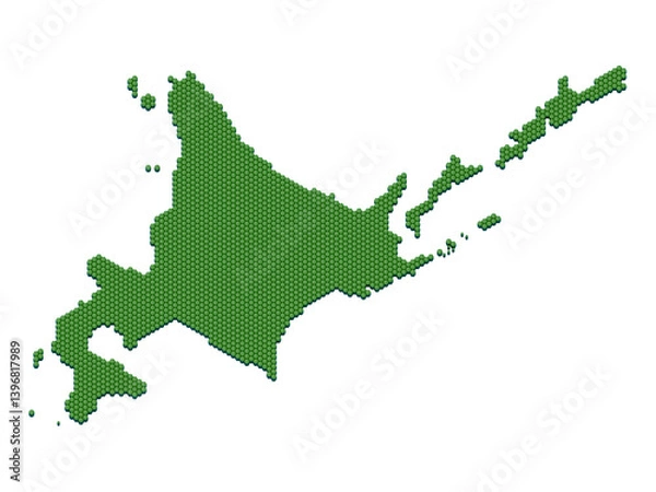 Obraz ハニカム構造状の北海道の地図