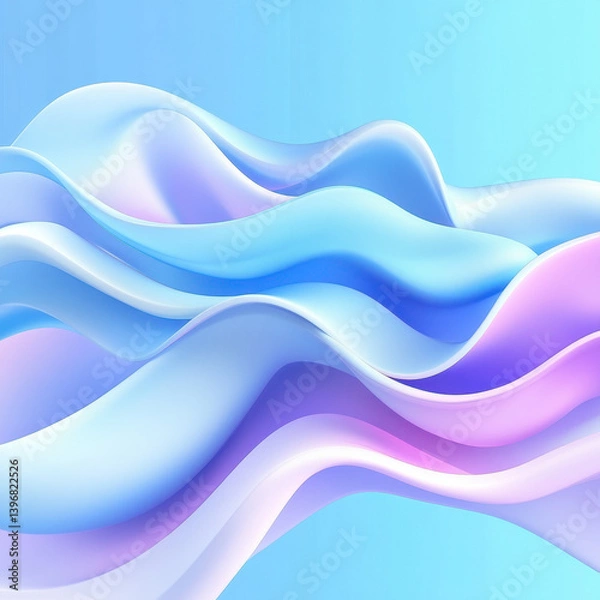 Fototapeta Soft Flowing Waves of Light Blue and Purple Abstract Design