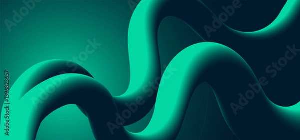Obraz Digital technology banner green blue background concept, cyber technology circuit, abstract tech, innovation future data, internet network, Ai big data, futuristic wifi connection illustration concept