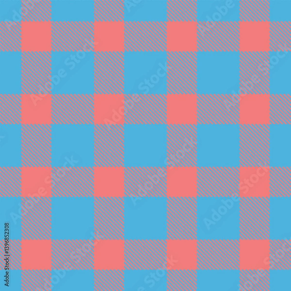 Fototapeta Soft lightblue Tartan patterns fabric texture. Elegant Fire salmon pink Seamless Tartan