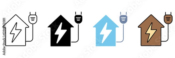 Obraz home charging concept line icon. Simple element illustration.
