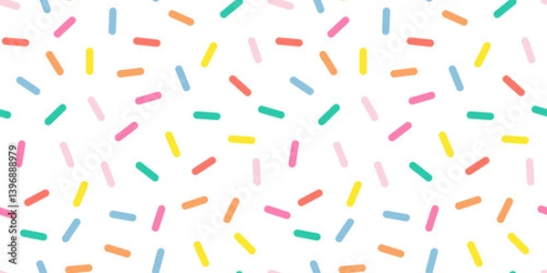 Fototapeta Simple Sprinkle Seamless Pattern. Colorful donut or cake glaze with sprinkle topping. Vector Illustration in scandinavian style.