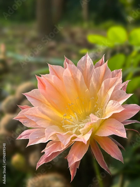 Obraz Close up of beautiful two tone flower of Lobivia cactus while blooming.