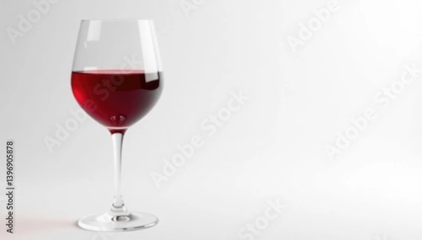 Obraz Single glass of red wine on pure white backdrop , wine bottle, pure
