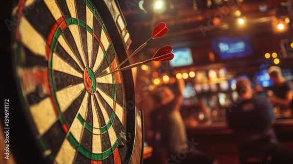 Obraz Bullseye: Darts in a Lively Pub Atmosphere