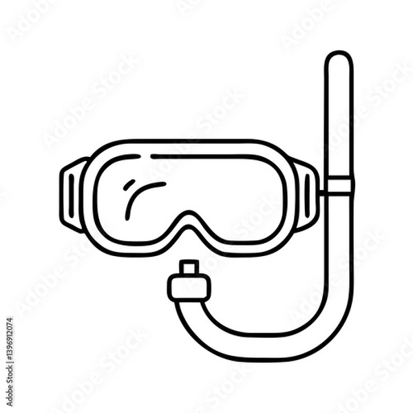 Fototapeta snorkelmask icon, snorkelmask line art - simple line art of snorkelmask, perfect for snorkelmask logos and icons