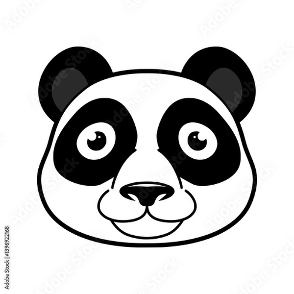 Obraz Panda cartoon vector black and white
