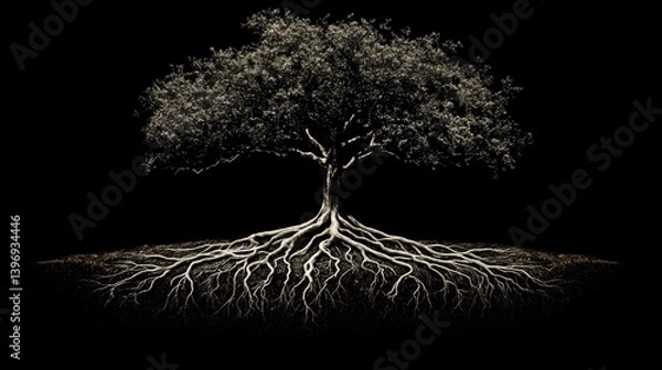 Obraz Majestic Tree Roots: A Monochrome Masterpiece