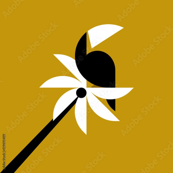 Fototapeta Toucan on a palm tree. Flat geometric style vector illustration