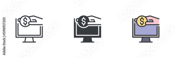 Fototapeta Pay-Per-Click different style icon set