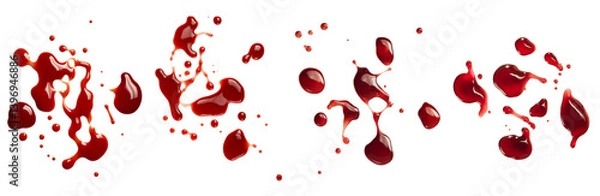 Fototapeta blood splatters on white background, set of four