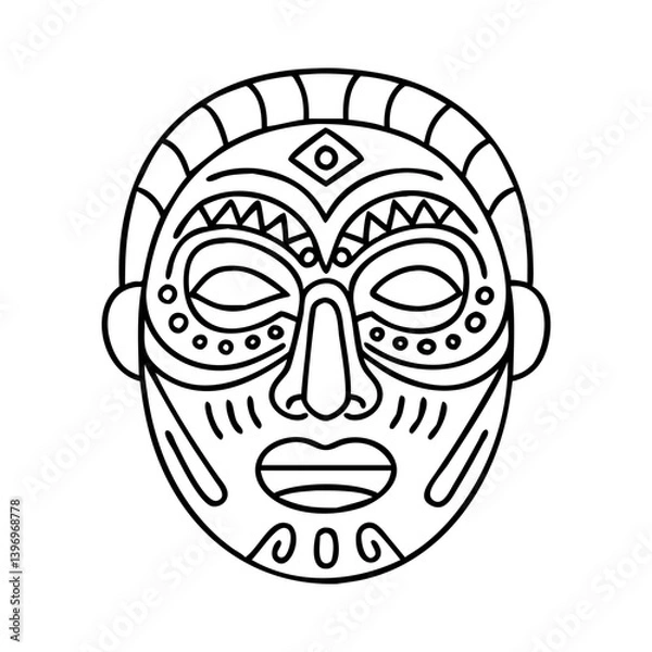 Fototapeta tribalmask icon, tribalmask line art - simple line art of tribalmask, perfect for tribalmask logos and icons