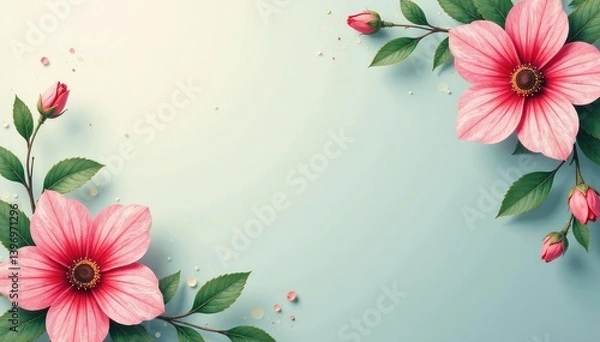 Fototapeta Subtle repeating floral motif on a muted background , surface pattern, plant